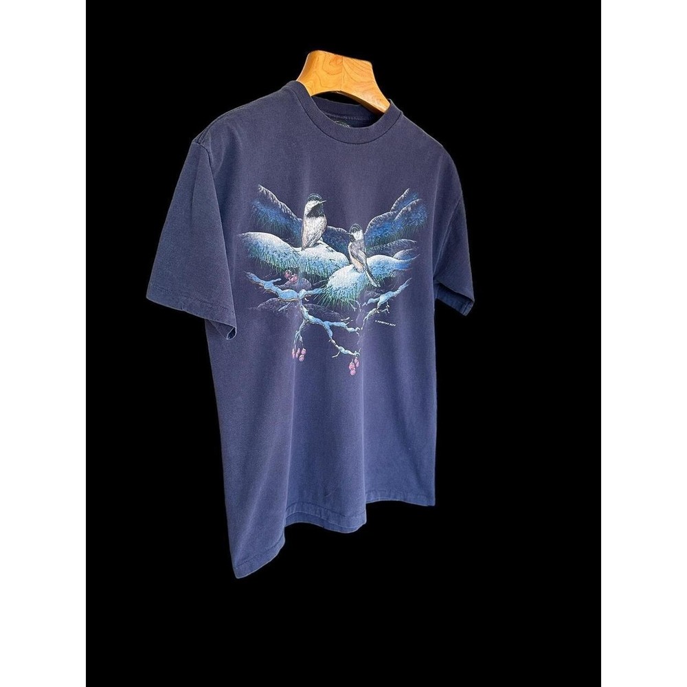 Vintage 90s Habitat T-shirt Birds Michigan UP Large USA Single Stitch
